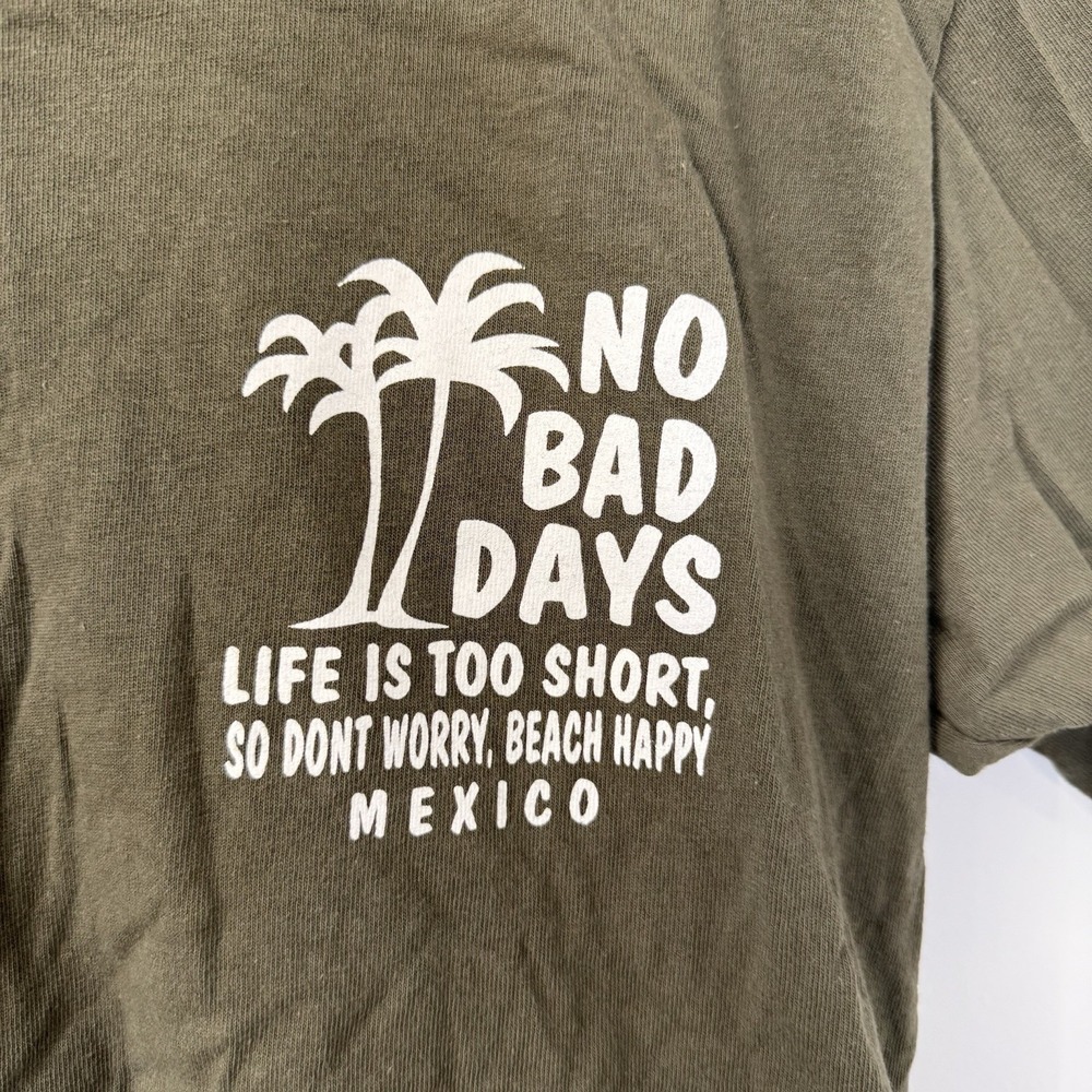NWOT Shirt Tee Mens S Todos Santos Green No Bad Days Take A VW Van Mexico - Picture 3 of 4